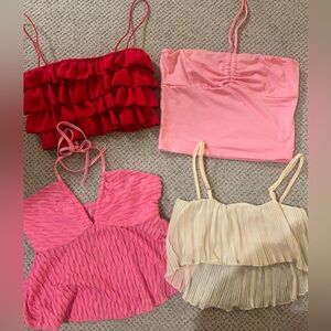 SHEIN Red, Pink, and Cream Crop Tops